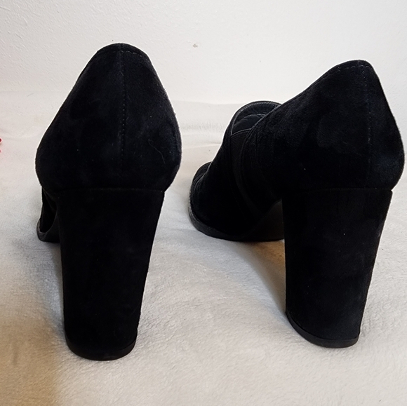 Stuart Weitzman Black Suede Leather Slip On Heels Traction Luxury Designer - Picture 5 of 14